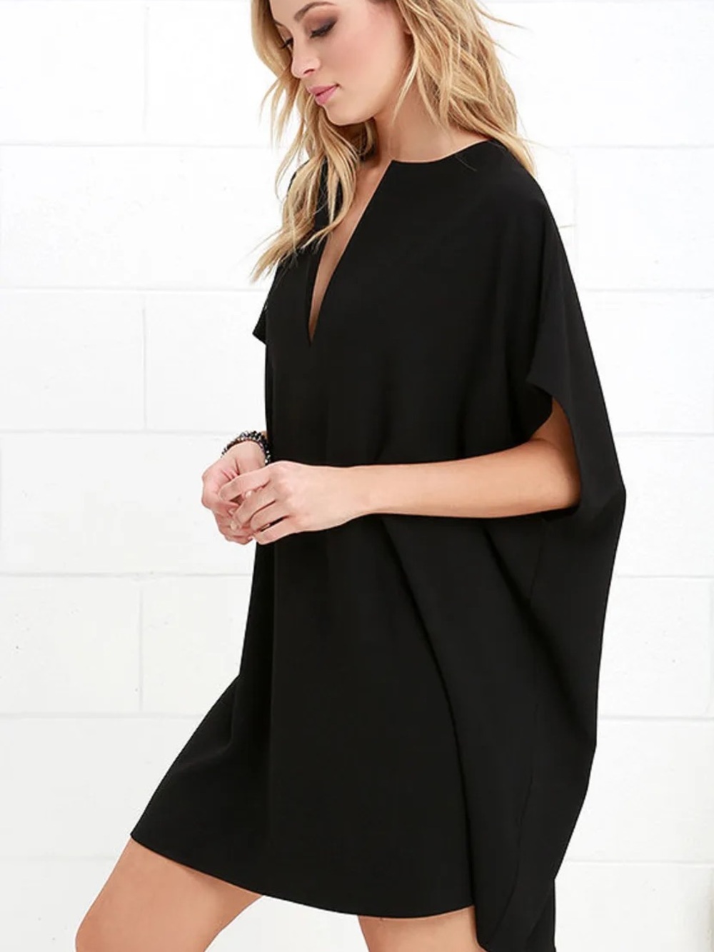 Ruti The Surprising Dress Lagenlook Oversized Black Shift Dress Tunic Size M/L